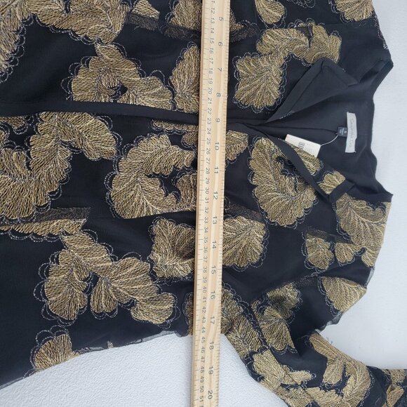 Samantha Dru Anthropologie Auria Black Gold Floral Bell Sleeve Jacket Size S NWT - Picture 7 of 9